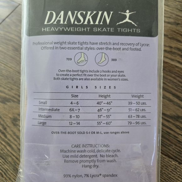 Ice Skating Danskin Dancewear Girls Heavyweight Footed Figure Skating Tights - Picture 5 of 5